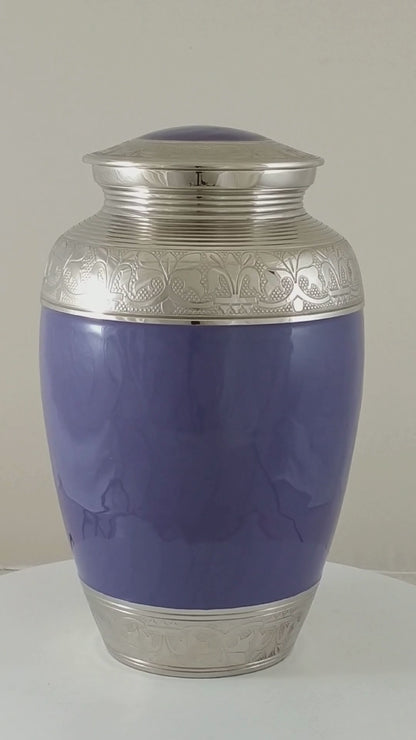 Purple and Silver Adult Urn