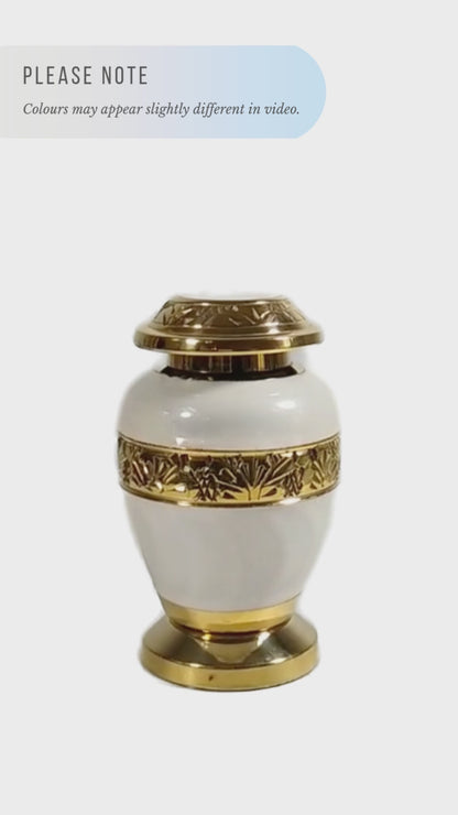 Embassy Gold White Urn Keepsake