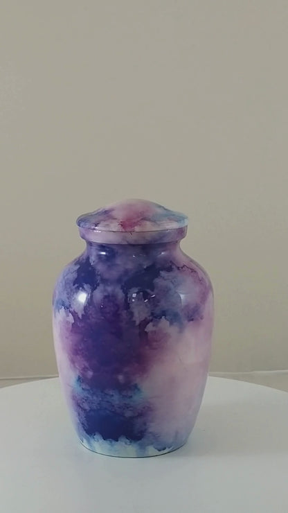 Deep Purple Watercolour Small Alloy Urn