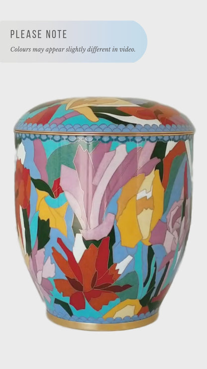Nouveau Floral Cloisonne Adult Urn