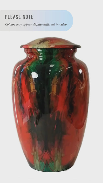 Modern Red Brush Adult Urn