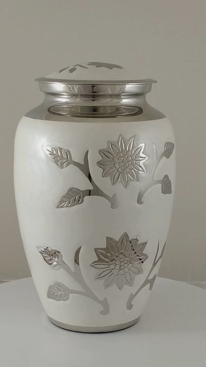 Floral White Adult Urn