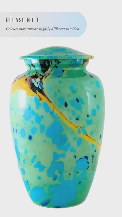 modern green cremation urn