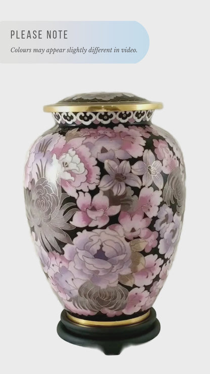 Pink Floral Cloisonne Adult Urn