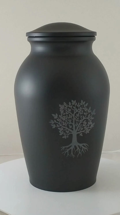 Matte Black Alloy Urn - Adult