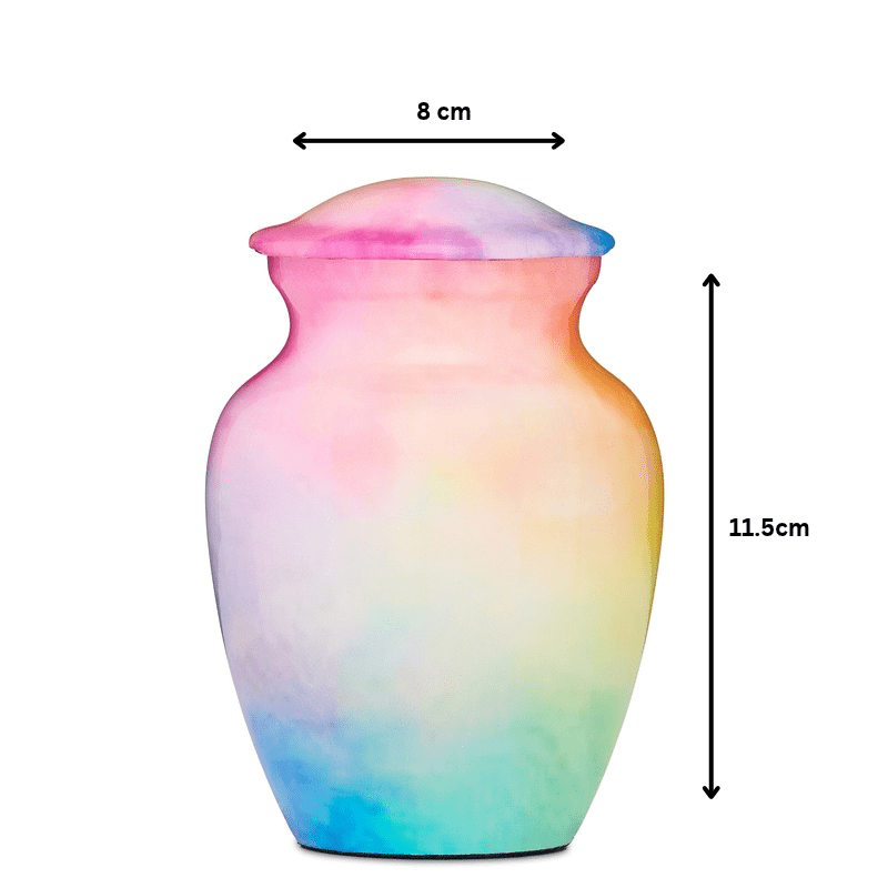 Rainbow Watercolour Small Alloy Urn - PREMIUM URNS