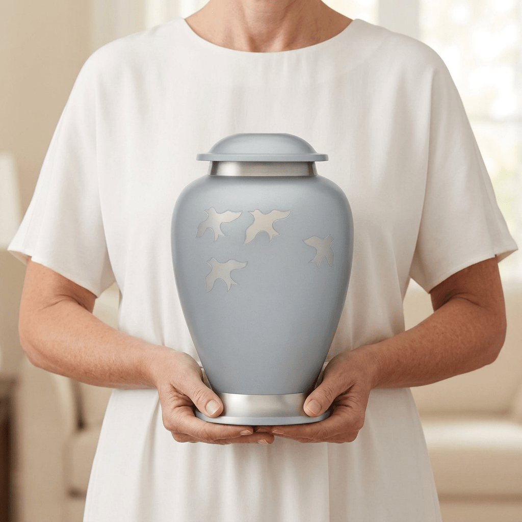 Silver Birds Adult Urn - PREMIUM URNS