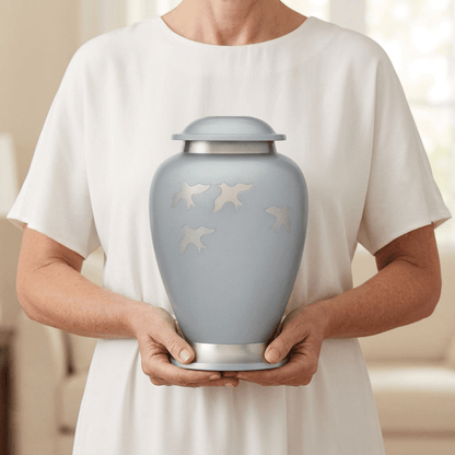 Silver Birds Adult Urn - PREMIUM URNS