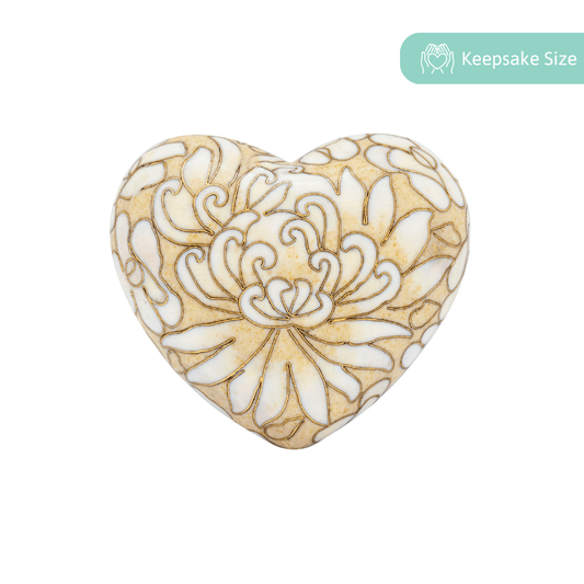 Thousand Flowers Ivory Heart - PREMIUM URNS