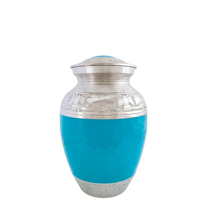 Vibrant Blue Enamel & Nickel 7" - Medium - PREMIUM URNS