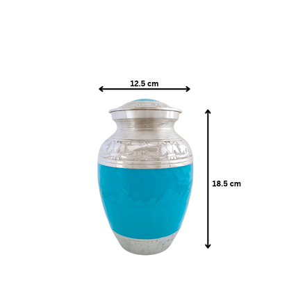 Vibrant Blue Enamel & Nickel 7" - Medium - PREMIUM URNS