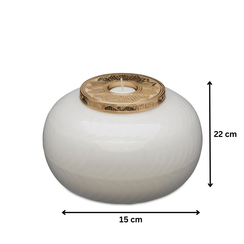 White and Gold Candle Urn - Adult - PREMIUM URNS