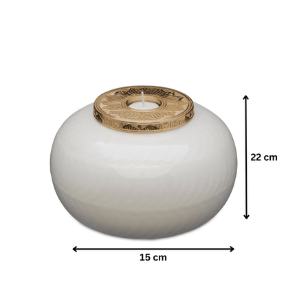 White and Gold Candle Urn - Adult - PREMIUM URNS
