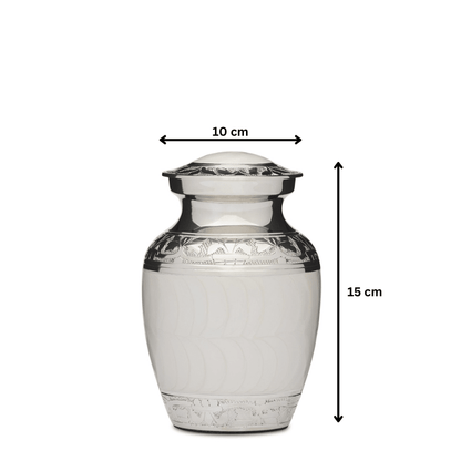 White Enamel & Nickel - 6" Medium - PREMIUM URNS