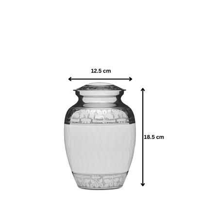 White Enamel & Nickel - 7" Medium - PREMIUM URNS