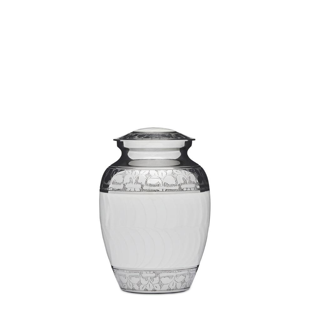 White Enamel & Nickel - 7" Medium - PREMIUM URNS