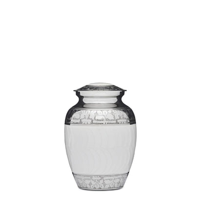 White Enamel & Nickel - 7" Medium - PREMIUM URNS