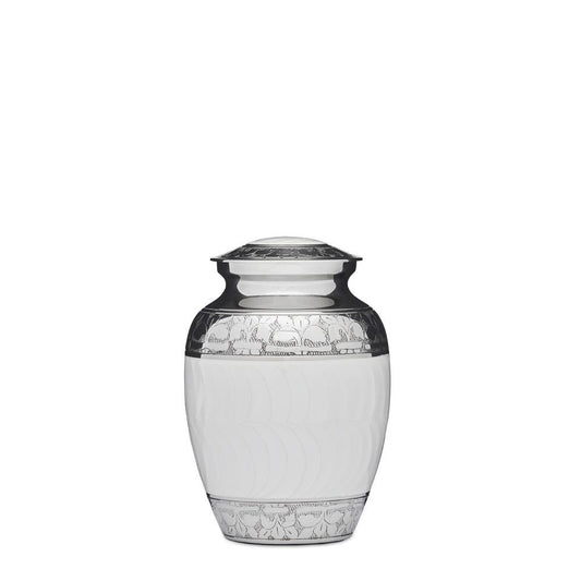 White Enamel & Nickel - 7" Medium - PREMIUM URNS