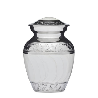 White Enamel & Nickel Urn - 4" - PREMIUM URNS