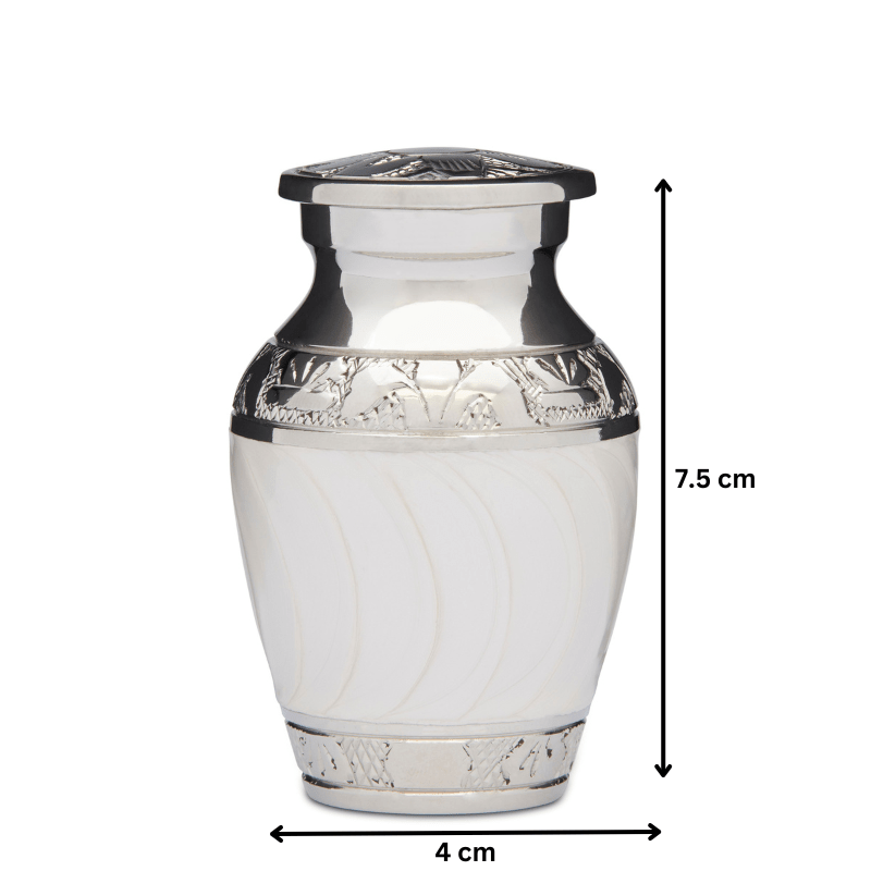 White Enamel & Silver Keepsake - PREMIUM URNS
