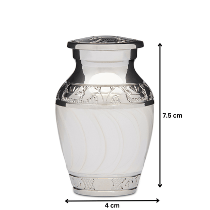 White Enamel & Silver Keepsake - PREMIUM URNS