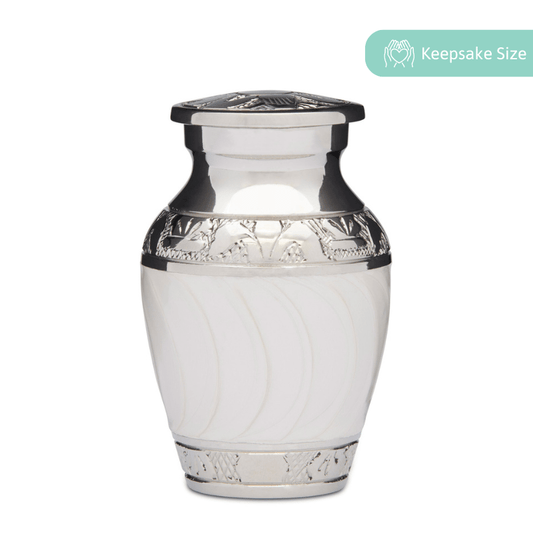 White Enamel & Silver Keepsake - PREMIUM URNS