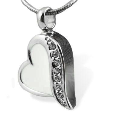 White Love Heart Pendant - PREMIUM URNS